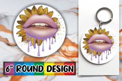 Cozy Keychain Round Design PNG, Dripping Lips Product Image 1