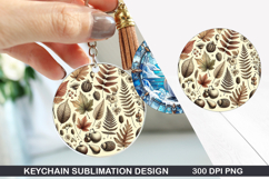 Flower Keychain Sublimation - Autumn Keychain PNG Design Product Image 1