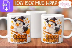 Goose bumps mug wrap PNG, Cute Halloween goose mug PNG Product Image 1