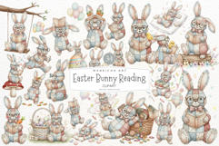 Easter Bunny Reading Clipart Product Image 1