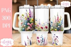 Watercolor wildflowers 40 oz tumbler PNG for sublimation Product Image 8