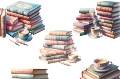 Coffee Cup and Books Clipart Instant Download Product Image 2