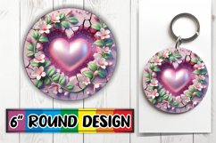 Sweet Keychain Circle Sublimation, 3D Heart Product Image 1