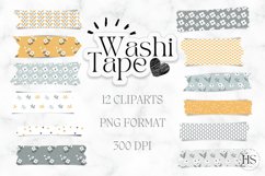 12 Digital Retro Flowers Washi Tape, Retro Flowers Stickers Product Image 1