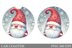 Cute Gnome Car Coaster. Christmas Car Coaster Sublimation Product Image 1