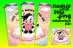 20oz Tumbler Template for All Occasions , Cute Cow Product Image 1