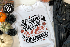 Stressed Blessed &amp; Pumpkin - Autumn t-shirt Design Product Image 1