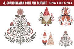 Scandinavian Folk Art Christmas Clipart PNG Product Image 1
