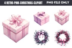 Retro Pink Christmas Sublimation Clipart PNG Product Image 1