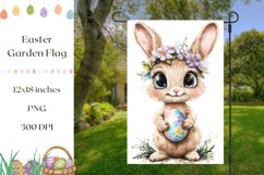 Happy Easter Garden Flag Template, Cartoon Easter Bunny PNG Product Image 1