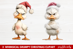 2 Whimsical Grumpy Christmas Clipart | Funny Grumpy Holiday Product Image 1