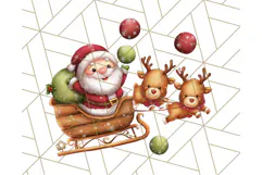Santa Sleigh Ride Clipart PNG, Flying Reindeer Christmas Art Product Image 5