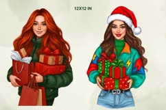 New Year Girls Clipart, Holiday Fashion Girl PNG Product Image 3