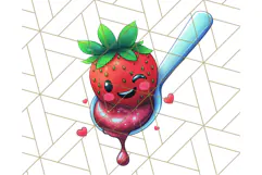 Strawberry Fruit PNG Clipart, Adorable Kawaii Characters Png Product Image 5