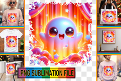 Elegant Tote Bag Ideas PNG, 3D Cute Ghost Product Image 1