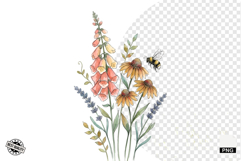 Summer Wildflowers &amp; Bird &amp; Insect Clipart - Houseplant PNG Product Image 1