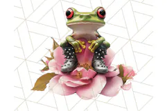 Floral Punk Frogs PNG - Neon Reble Grunge Amphibians Clipart Product Image 5