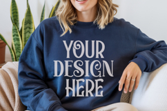 Navy Gildan 18000 Mockup, Sweatshirt Crewneck Mockups Product Image 1