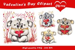 Valentine’s Day Raccoon Couple Clipart PNG Product Image 1