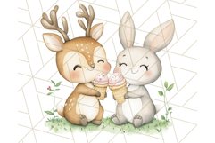 Spring Animal Ice Cream Clipart, Cute Pastel Animal PNG Product Image 5
