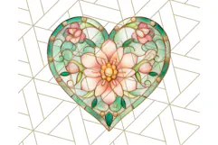 Stained Glass Heart PNG Clipart in Pastel and Bright Colors Product Image 5