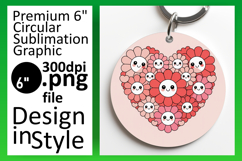 Dynamic Round Design PNG Keychain , Flowers Heart Product Image 1