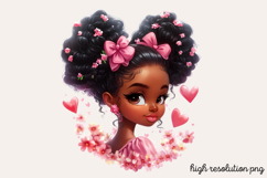 Cute Black Girl with Flower Clipart PNG Product Image 1