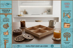 Geometric Laser Cut Coaster Set with Storage Box Patterned Product Image 1