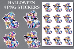 4 Halloween Cats Stickers Png | Printable Product Image 1