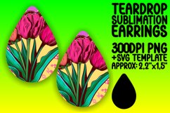 Bold Floral Pattern Sublimation Teardrop Earring Design Product Image 1