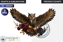 Floral Owl Fantasy clipart, Botanical and Wildlife Graphics Product Image 1