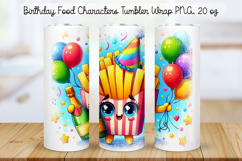 Birthday Food Character Tumbler Wrap PNG 20 oz Product Image 1
