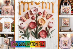 Cheerful TSHIRT PNG Gift Ideas, 3D Flowers Product Image 1