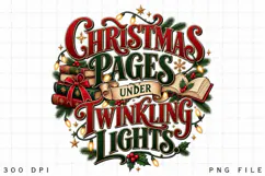 Christmas Pages Under Twinkling Lights PNG, Cozy Book Lover Product Image 4