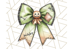 Muted Halloween Bow Clipart, Fall Ribbon PNG Autumn Hair Bow Product Image 5