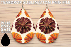 Sweet Teardrop Earrings PNG Ideas, Flower Pattern Product Image 1
