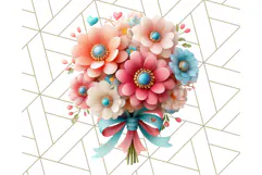 Pastel Flower Bouquet PNG Clipart, Elegant Floral Art Product Image 5