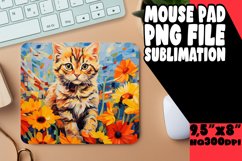 Sweet Kitty and Floral Mouse Pad Design PNG Product Image 1