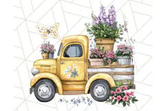 Floral Farm Truck Clipart, Cottagecore Country Truck Png Product Image 5