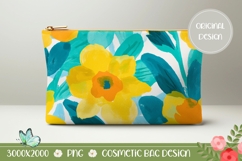 Floral Cosmetic Bag Print, Art Narcissus Cosmetic Bag Product Image 1