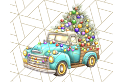 Vintage Christmas Truck Clipart PNG, Retro Holiday Vehicle Product Image 5