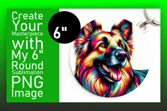 Whimsical Circle PNG Keychain Artwork , Dog Product Image 1