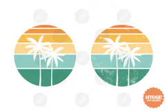 Vintage Ocean Sunset Background PNG Summer Palms Sublimation Product Image 2