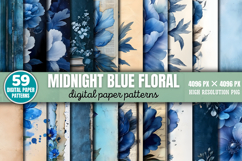 Midnight Blue Floral Backgrounds Bundle PNG Product Image 1