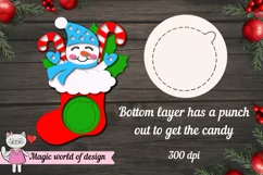 Snowman in a Christmas sock candy dome svg, Layered Paper Product Image 2