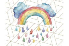 Watercolor Dinosaur and Rainbow PNG Clipart, Baby Nursery Product Image 5