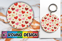 Radiant Circle Sublimation Keychains, Valentine's Pattern Product Image 1