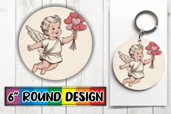 Sweet Sublimation Circle Keychain, Cupid Product Image 1