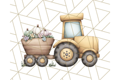 Fall Tractor Clipart PNG, Vintage Tractors With Pumpkins Product Image 5