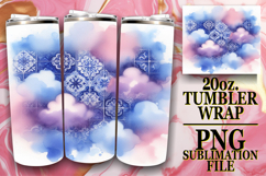 Happy hearts 20oz tumbler wrap, Watercolor Pattern Product Image 1